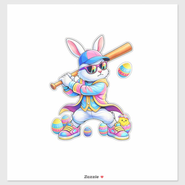 Funny Tie Dye Rabbit Baseball Easter Bunny Men Boy (Sheet)