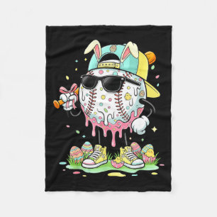 Funny tie dye rabbit baseball easter bunny men boy fleece blanket