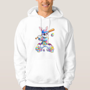 Funny Tie Dye Rabbit Baseball Easter Bunny Men Boy Hoodie
