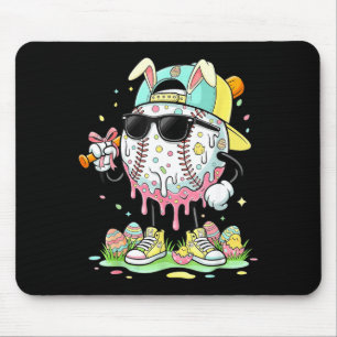 Funny tie dye rabbit baseball easter bunny men boy mouse pad