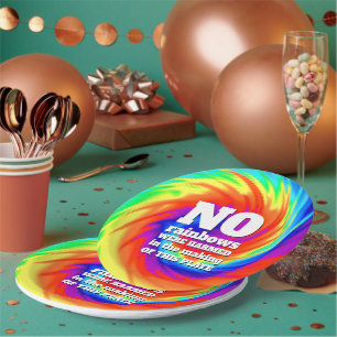 Funny TieDye No Rainbows Were Harmed ... Paper Plate