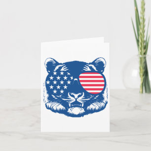 Funny Tiger American Flag Zoo Animal Patriotic 4th Card