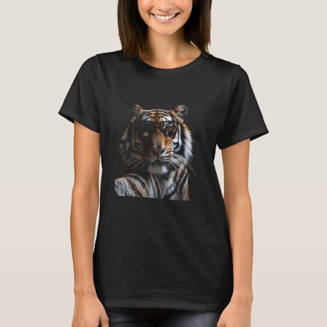 Funny Tiger Animal Lover Graphic Art Cute Cat Safa T-Shirt (Front)