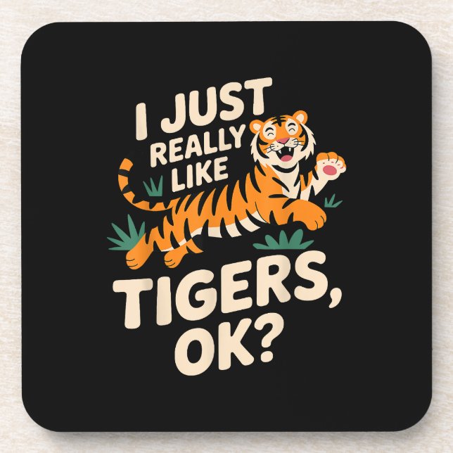 Funny Tiger Art for Men Women Boys Girls Animal Ti Coaster (Front)