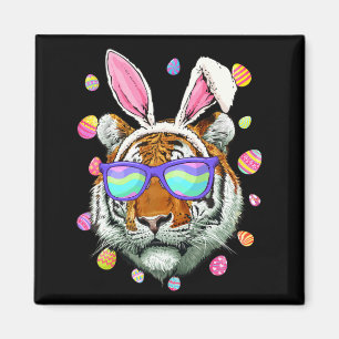 Funny Tiger Bunny Ears Costume Happy Easter Day Fa Magnet