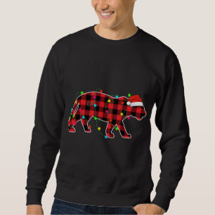 Funny Tiger Christmas Tree Red Plaid Xmas Animals  Sweatshirt
