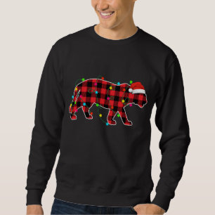 Funny Tiger Christmas Tree Red Plaid Xmas Animals Sweatshirt