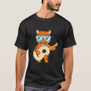 Funny Tiger Cute Guitarist Tiger Animal Vintage Be T-Shirt
