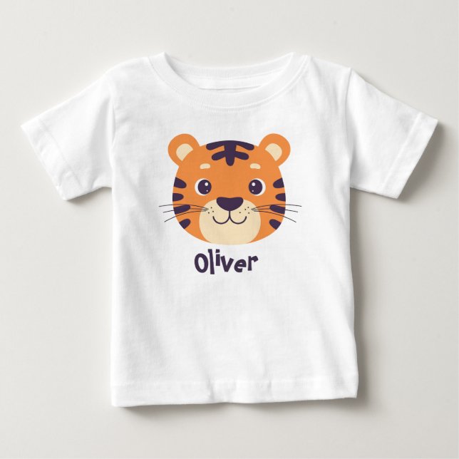 Funny Tiger Face Baby T-Shirt (Front)