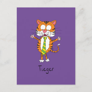 Funny Tiger in a Tie Cartoon Kids Postcard