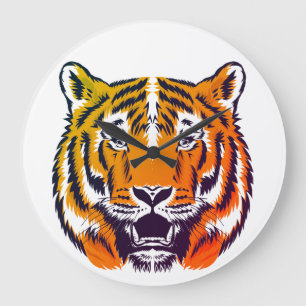 funny tiger Large Clock for beautiful home