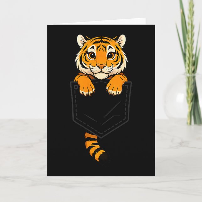 Funny Tiger Peeking In Cket Animal Lover Men Women Card (Front)