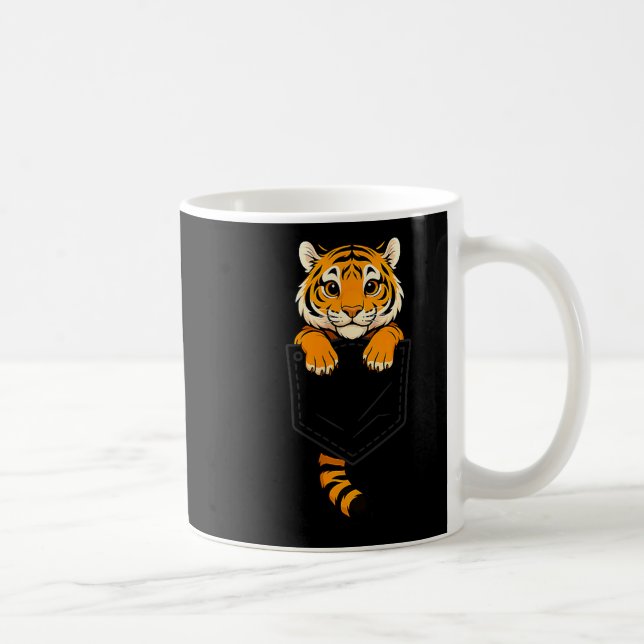 Funny Tiger Peeking In Cket Animal Lover Men Women Coffee Mug (Right)