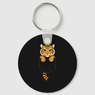 Funny Tiger Peeking In Cket Animal Lover Men Women Key Ring
