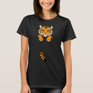 Funny Tiger Peeking In Cket Animal Lover Men Women T-Shirt