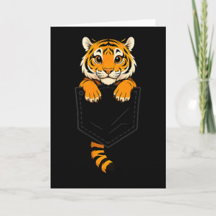 Funny Tiger Peeking In Pocket Animal Lover Men Wom Card
