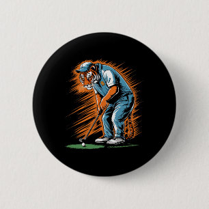 Funny Tiger Playing Golf Funny Animal Golfer Tiger 6 Cm Round Badge