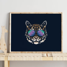 Funny Tiger | With Sunglasses Wall Print