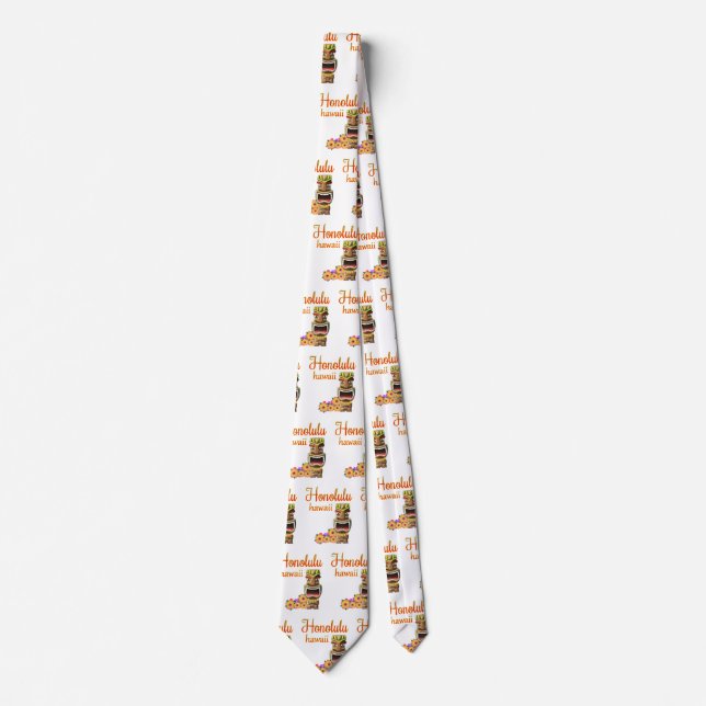 Funny Tiki Honolulu Hawaii Tie (Front)