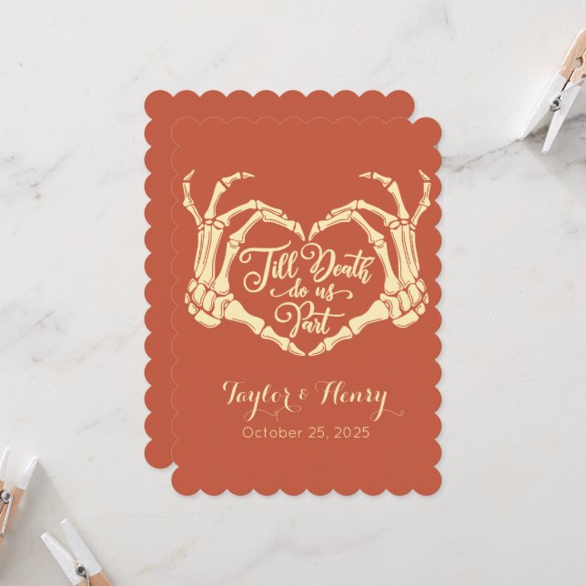 Funny Till Death Do Us Party Wedding Invitations (Front/Back In Situ)