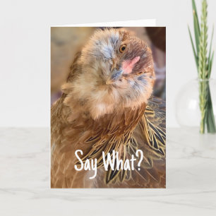 Funny Tilted Head Chicken Close-Up Photo  Card