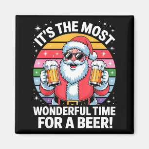 Funny Time For A Beer Santa Christmas  Magnet
