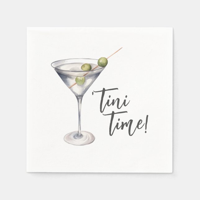 Funny 'Tini Time Martini Cocktail Napkin (Front)