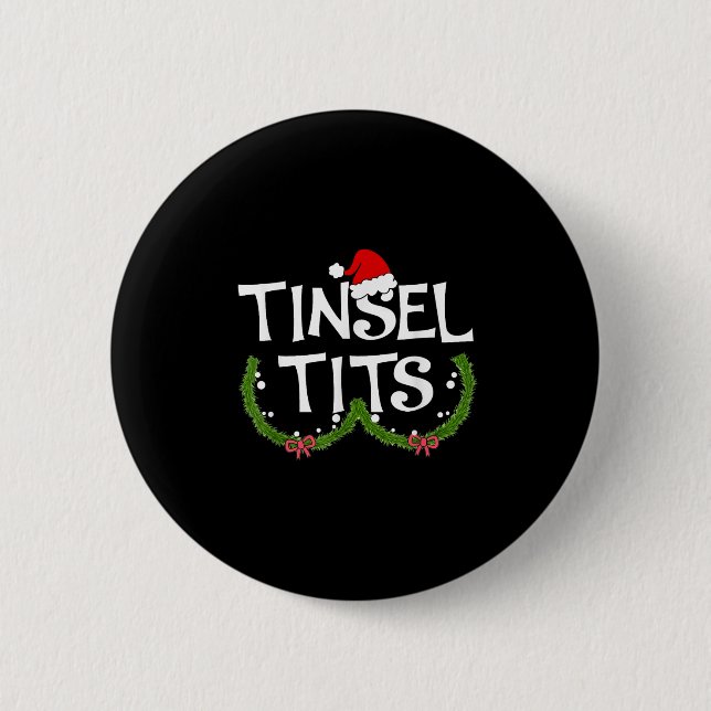 Funny Tinsel Matching Jingle Christmas Couples  6 Cm Round Badge (Front)