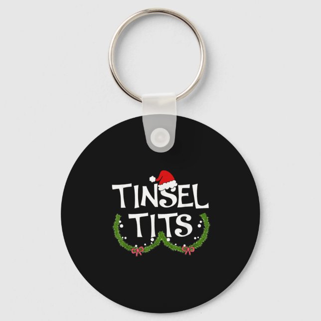 Funny Tinsel Matching Jingle Christmas Couples  Key Ring (Front)