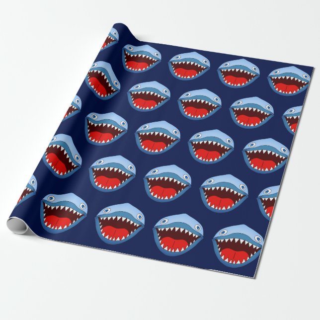 Funny Tiny Shark White Sharp Teeth Wrapping Paper (Unrolled)