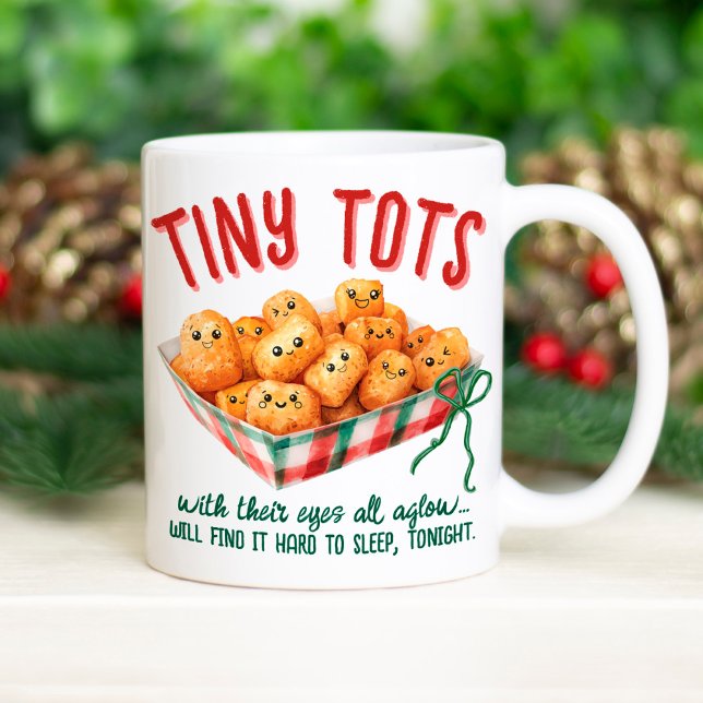 Funny Tiny Tater Tots Holiday Humour Christmas Gif Coffee Mug (Funny Tiny Tots saying watercolor Christmas tater tots saying quote modern cute holiday humor gift )