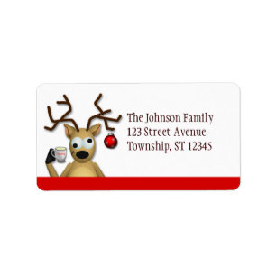 Funny Tipsy Reindeer - Christmas Address Labels