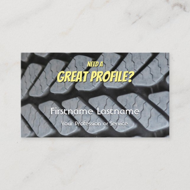 Funny tire fitter and wheel expert tuning business business card (Front)