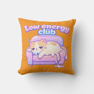 Funny Tired Cute Cat Melting on Chair Throw Pillow