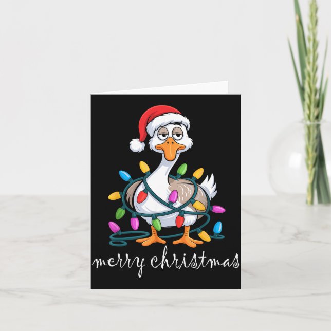 Funny Tired Goose Christmas Lights Silly Holiday F Card (Front)