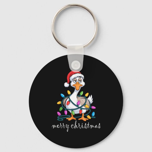 Funny Tired Goose Christmas Lights Silly Holiday F Key Ring (Front)