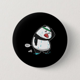 Funny Tired Panda Playing Badminton  6 Cm Round Badge