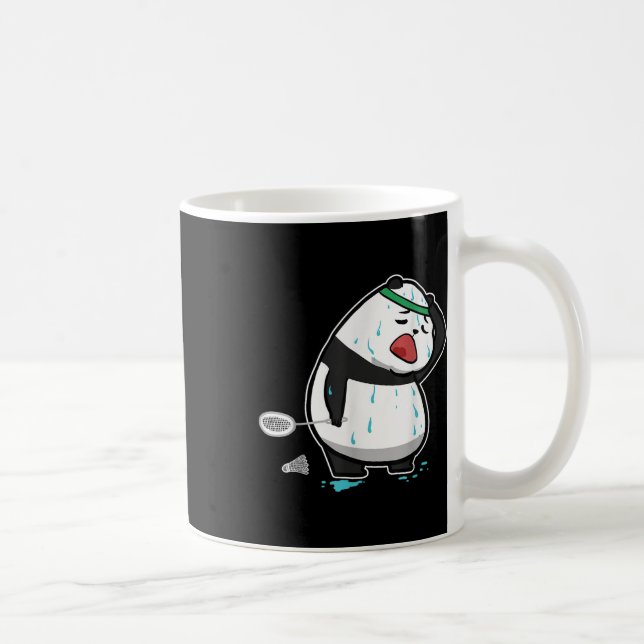 Funny Tired Panda Playing Badminton  Coffee Mug (Right)