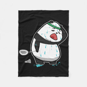 Funny Tired Panda Playing Badminton  Fleece Blanket