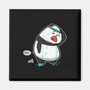 Funny Tired Panda Playing Badminton  Magnet