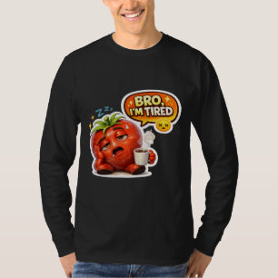 Funny Tired Tomato Bro I'm Tired Cute Sleepy Carto T-Shirt