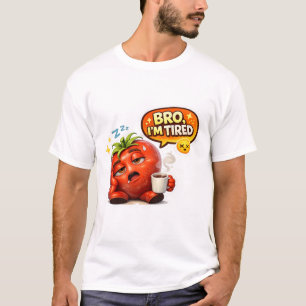 Funny Tired Tomato Bro I'm Tired Cute Sleepy Carto T-Shirt