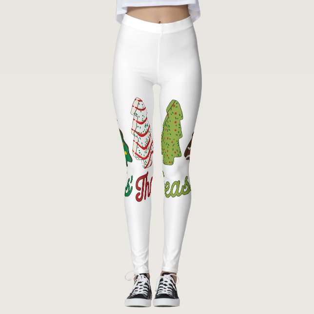 Funny Tis The Season Christmas Tree Cakes Debbie X Leggings (Front)