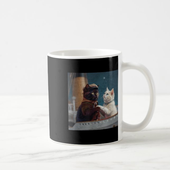 Funny Titanic Movie Cat Meme Rms Cruise Ship Men W Coffee Mug (Right)