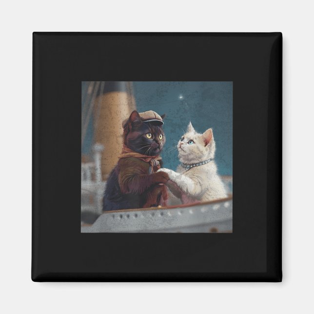 Funny Titanic Movie Cat Meme Rms Cruise Ship Men W Magnet (Front)