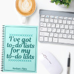 Funny To Do List Trendy Teal Monogram Cute Type A Notebook<br><div class="desc">I've got to-do lists for my to-do lists. A great workaholic gift for your Type A friend or a mum who is constantly running errands. Buy this personalised notebook for your receptionist,  administrative assistant,  secretary or personal assistant to do listmaking.</div>