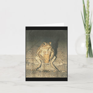 Funny toad drinking iced coffee goblincore meme card