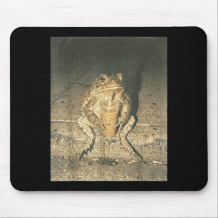 Funny toad drinking iced coffee goblincore meme mouse pad