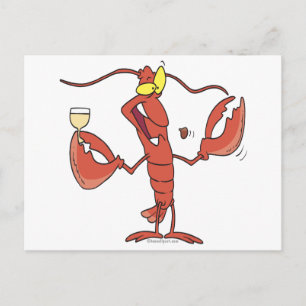 funny toasting lobster cartoon postcard
