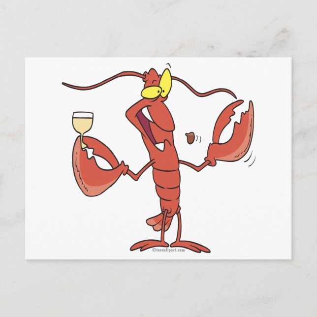 funny toasting lobster cartoon postcard (Front)